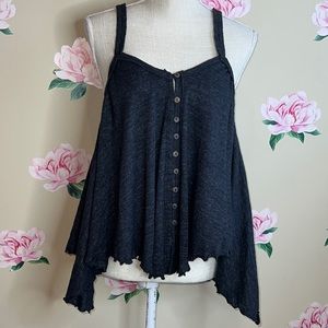 Free People Relaxed Dream Weaver Tank Top In Gray Lettuce Hem Women's.  Y-24